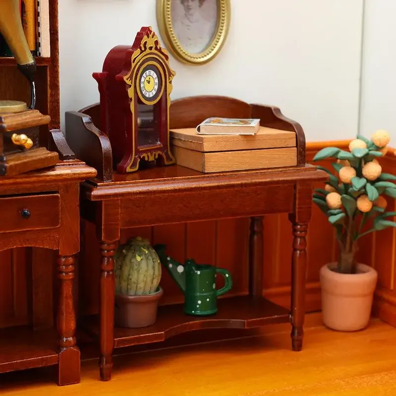 Tocador en miniatura para casa de muñecas, muebles de mesa de escritorio, modelo de decoración para el hogar, accesorios para casa de muñecas, 1:12