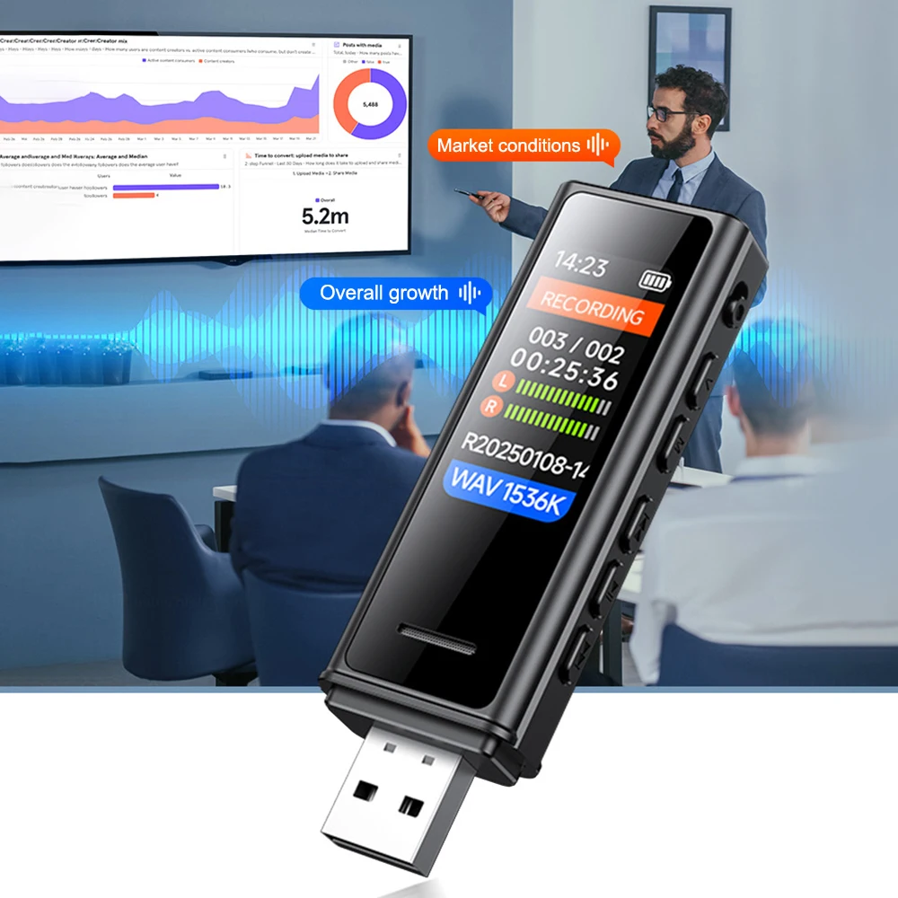 جيب صغير صوت المنشط مسجل محرك فلاش USB 8-128 جيجابايت مشغل موسيقى MP3 المهنية إلغاء الضوضاء الصوت الرقمي ريكو