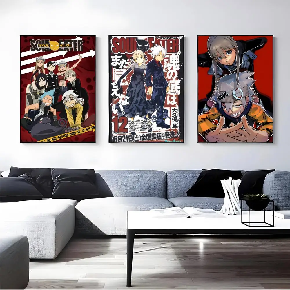 Anime Soul Eater Poster Self-adhesive Art Waterproof Paper Sticker Coffee House Bar Room Wall Decor