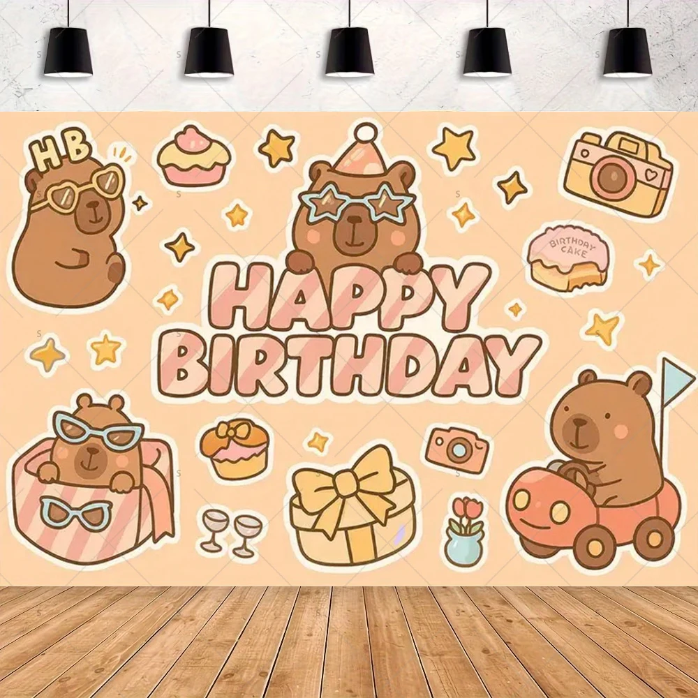 Niedliches Capybara Geburtstags-Dekorationsbanner Cartoon-Tier-Themenparty-Hintergrund Kindergeburtstags-Feier Kulisse Foto-Requisiten – Detail 6