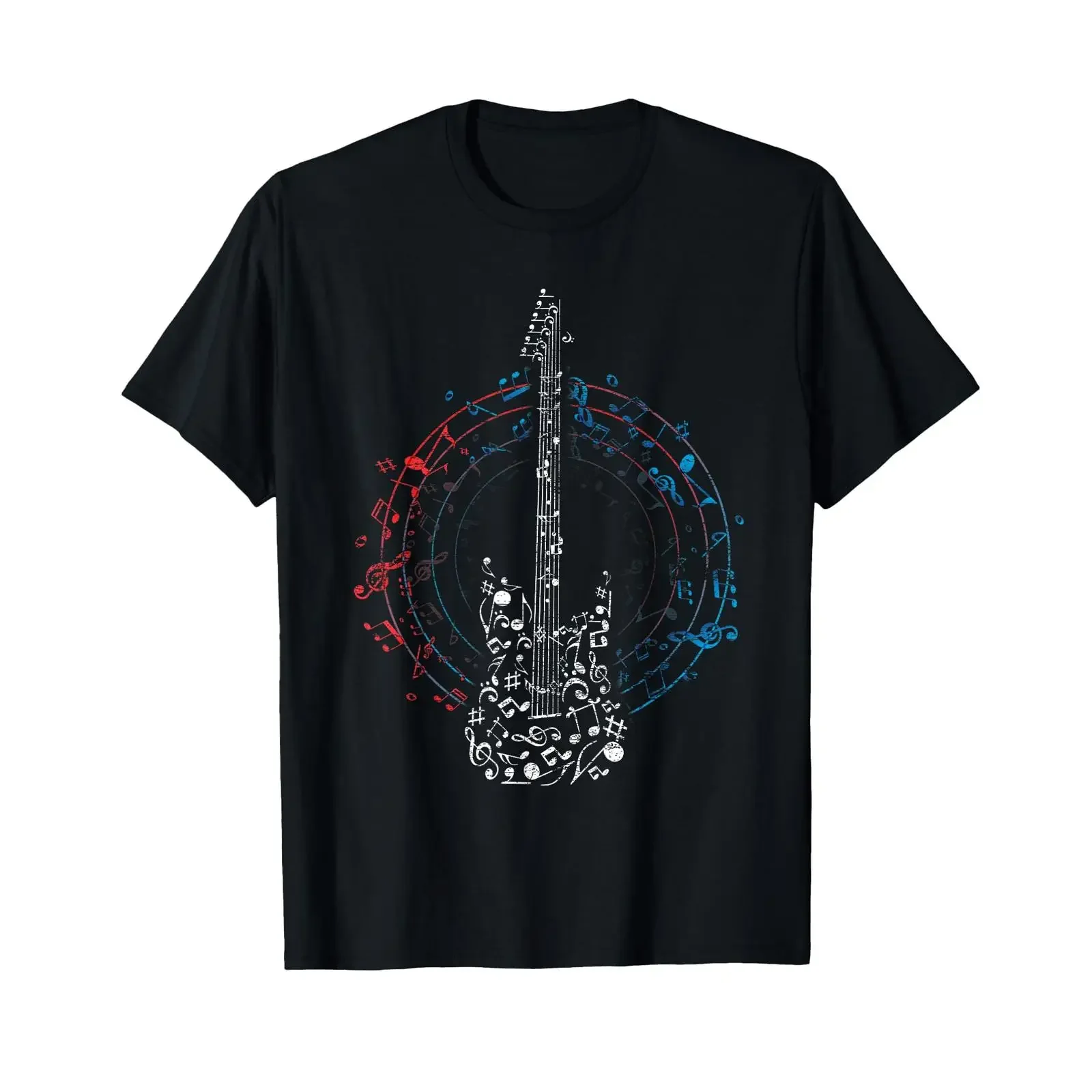 Guitar Music Treble Clef Musician Guitarist T Shirt Black S vintage Washed Stylish Slightly Breathable homme graphic Versatile