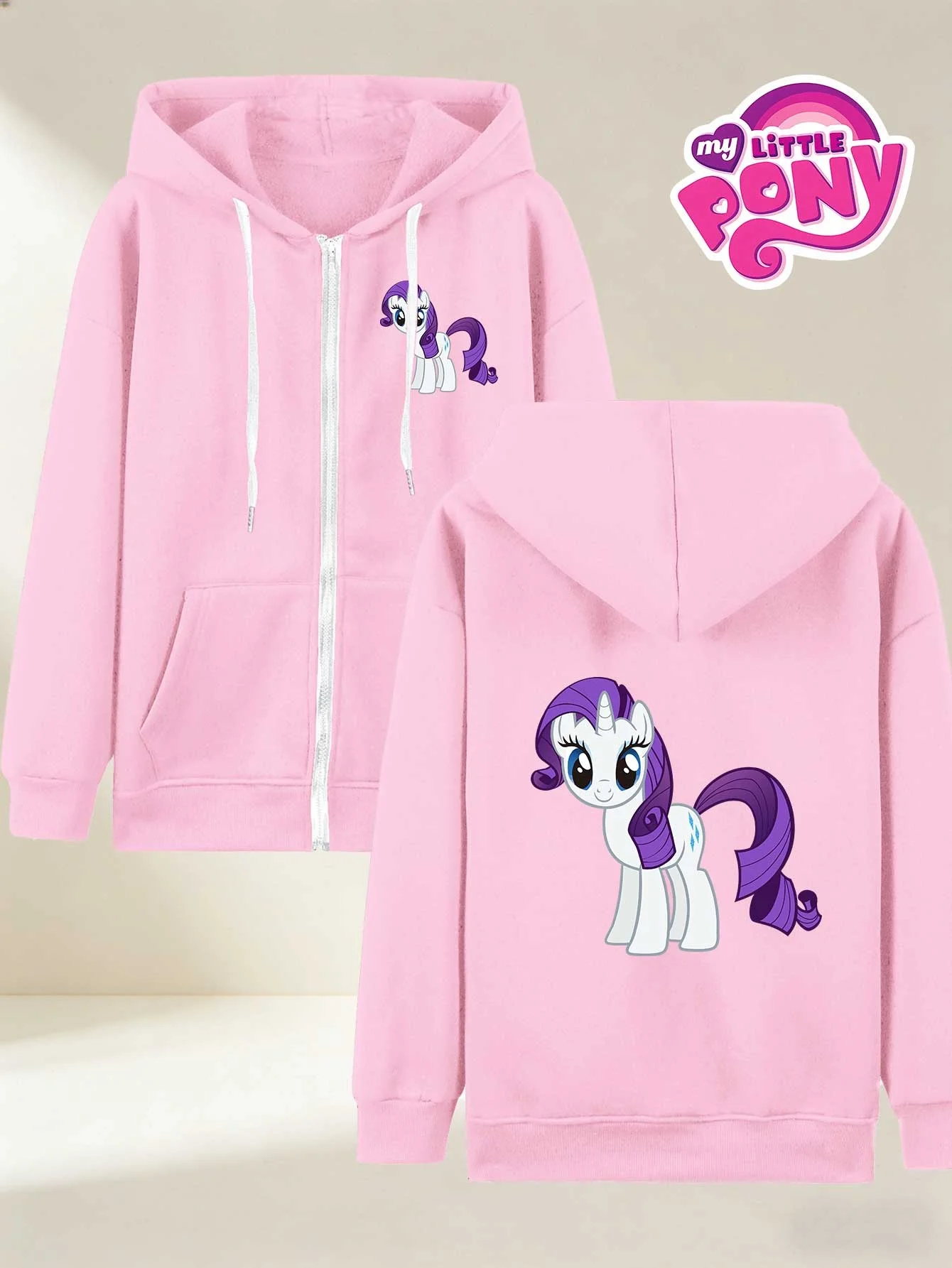 

Autumn/Winter Women's Hooded Sweatshirt, My Little Pony Collaboration, Cute Standing Print of My Little Pony Purple Mane Unicorn