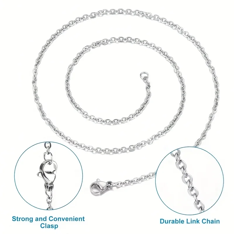 50/100pcs 18 Inch Necklace Chains, Stainless Steel Link Cable Chain Necklace with Lobster Clasps, for Jewelry Making