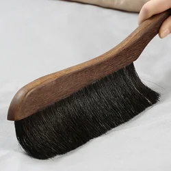 Wooden Cleaning Brush Horse Hair Long Handle Duster Dust Brush Hand Broom Soft and Anti-static Furniture Car Interior Cleaning