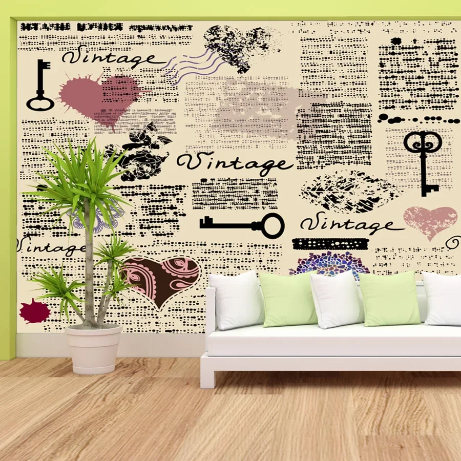 Pele personalizada e papel de parede, papel de contato para sala de estar, quarto, decoração de casa, diário vintage, impressões murais