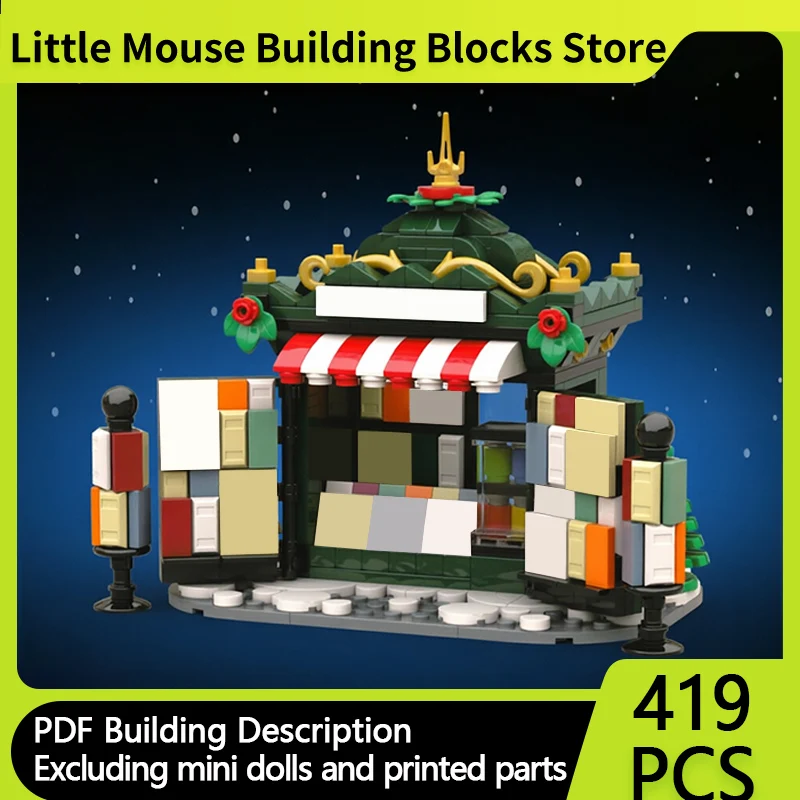 

City Street View Model MOC Building Bricks Christmas Newsstand Modular Technology Gifts Holiday Assemble Children Toys Suit