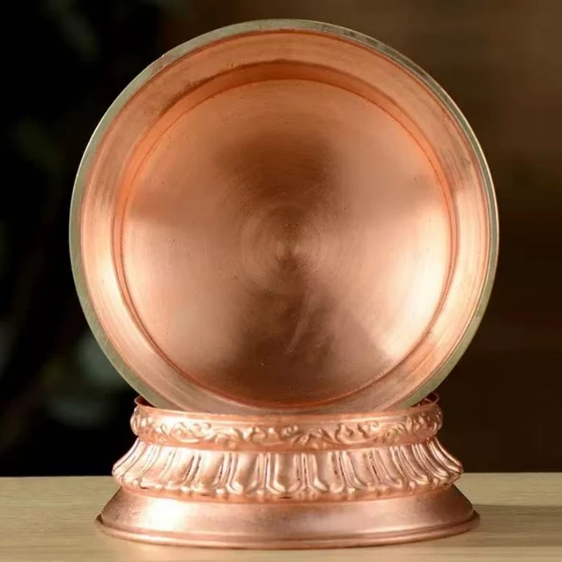 Nepal Red Copper Pot,Engraving Eight Auspicious 15 cm Tibetan Fruit OfferingPlate Buddha Tantric Bowl,Buddhist Item Decorative