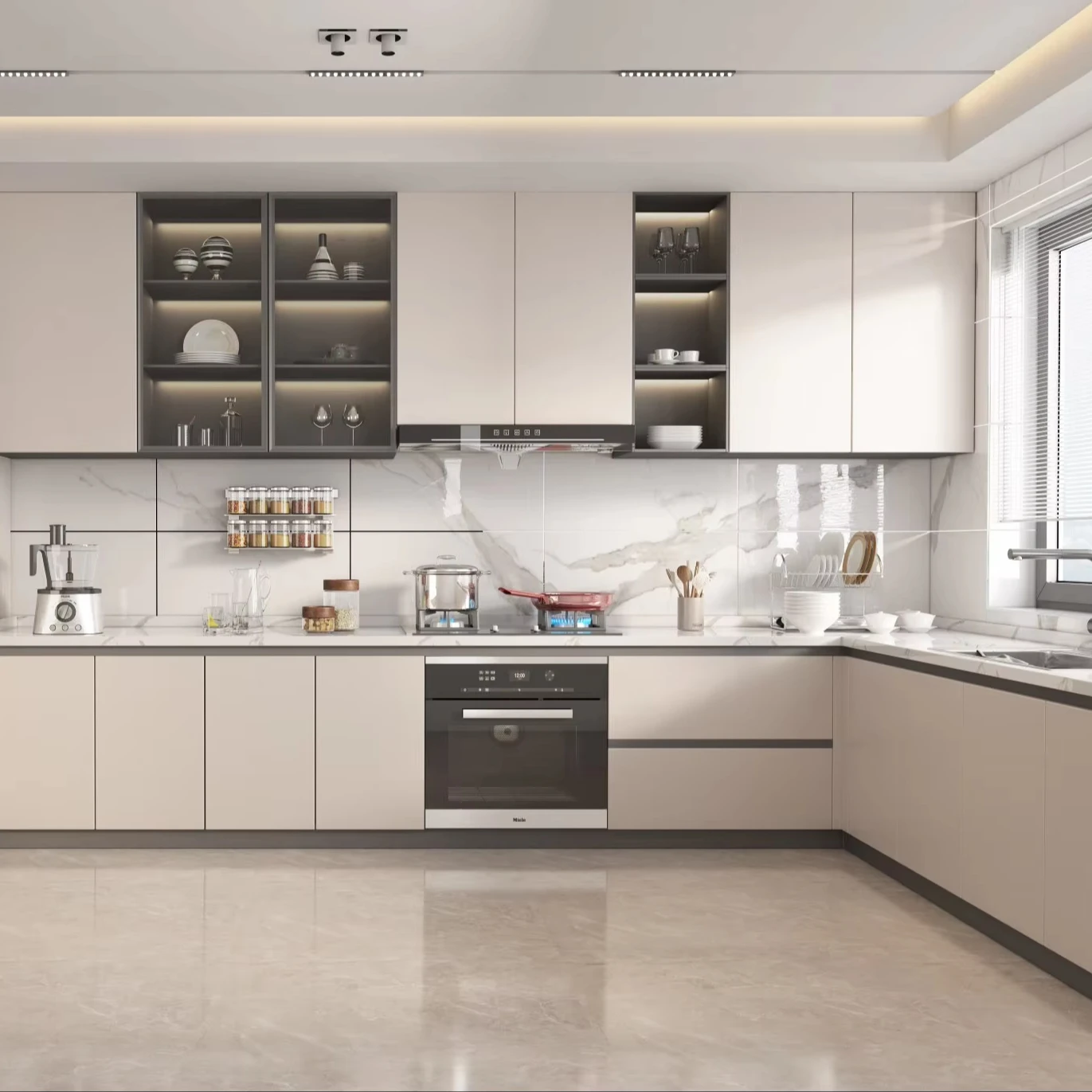 Modern Solid Wood Kitchen Cabinet Paint Acrylic Door Sink Granite Faux Basket Other Furniture - Stainless Steel Housing