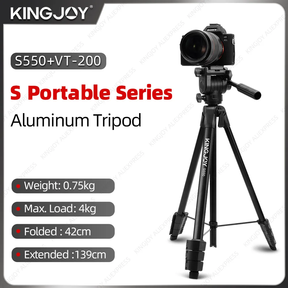 

KINGJOY Portable Camera Tripod Folded 16.5inch 42Ccm Aluminum Tripod With Quick Plates Spirit Level For Canon Nikon Sony DSLR