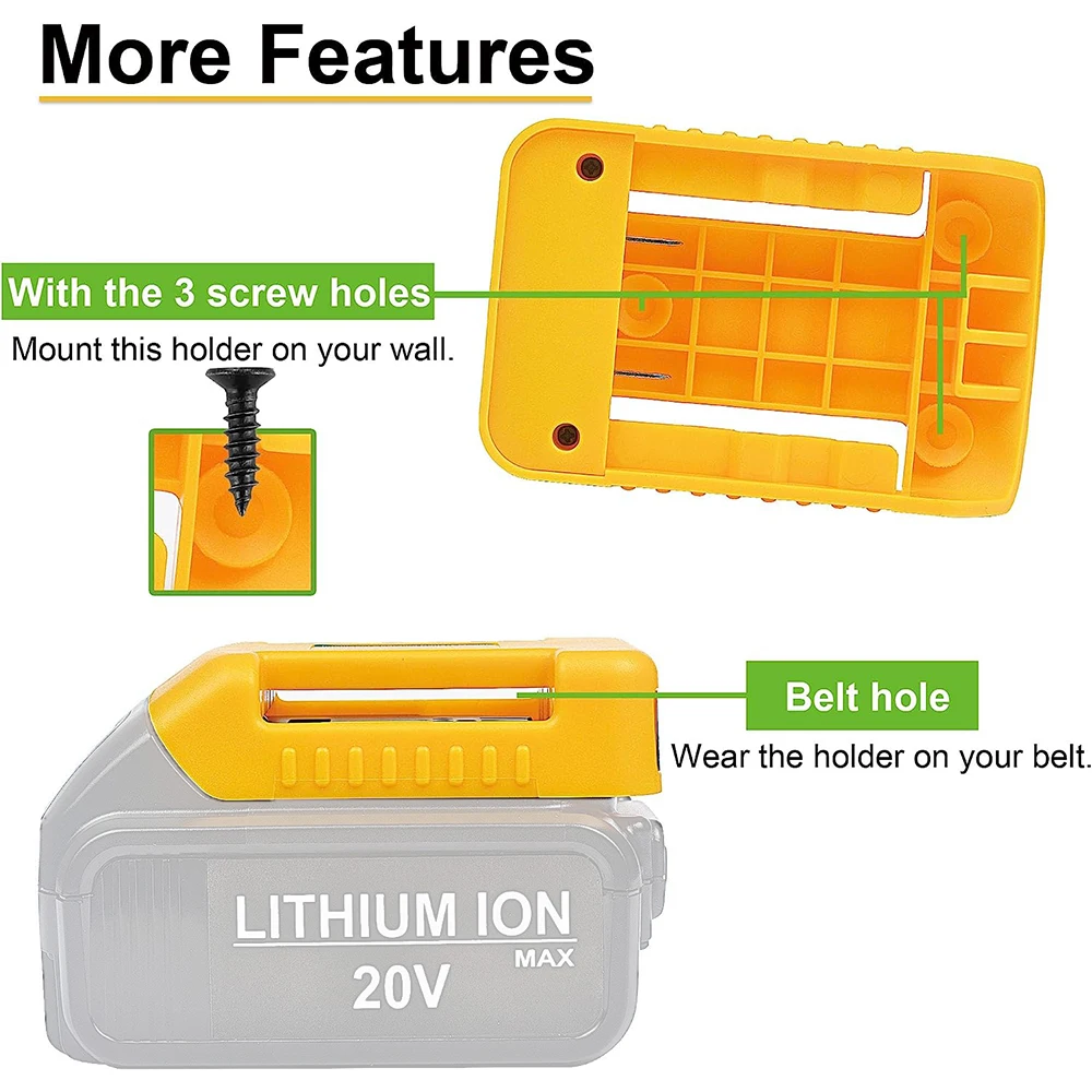 USB Charger Adapter for Dewalt 18V 20V Lithitum Battery Portable Type-C Port Fast Charging Battery Storage Rack Holder Case