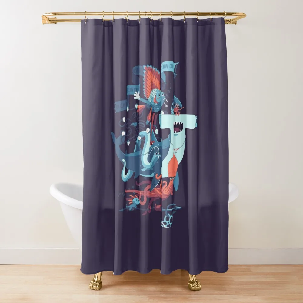 Sea Mob Shower Curtain Waterproof Fabric Shower Shower Bathroom Bathroom Accessory Curtain