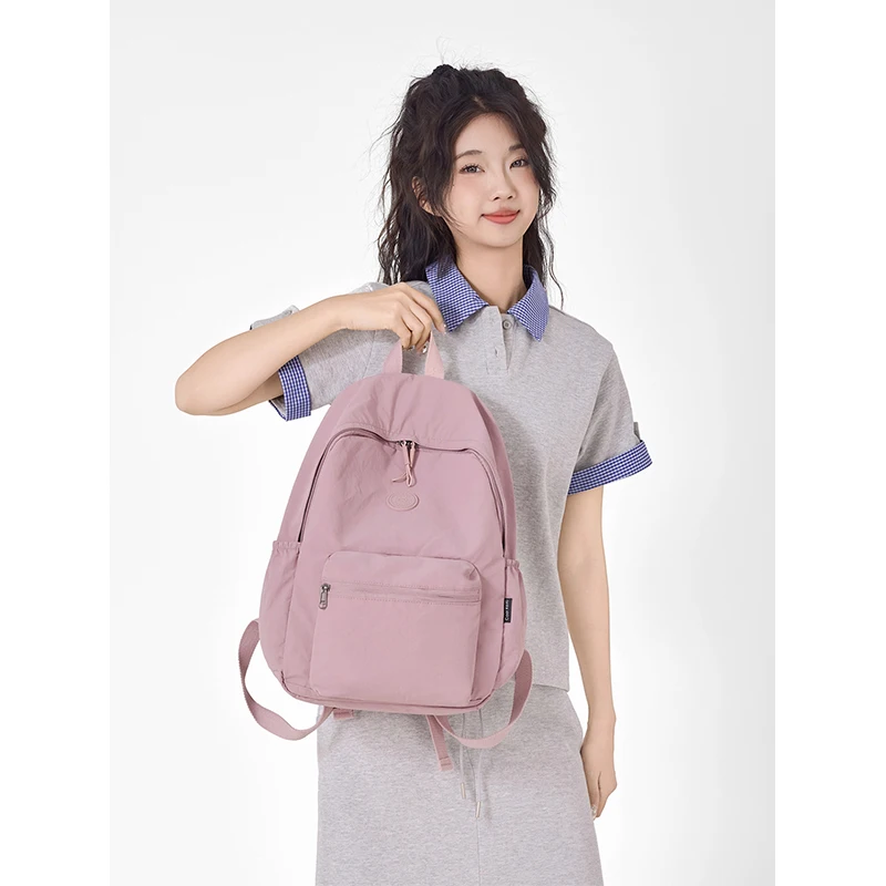 

Foldable water-proof backpack Korean style solid color versatile backpack forest style junior high school students school bag