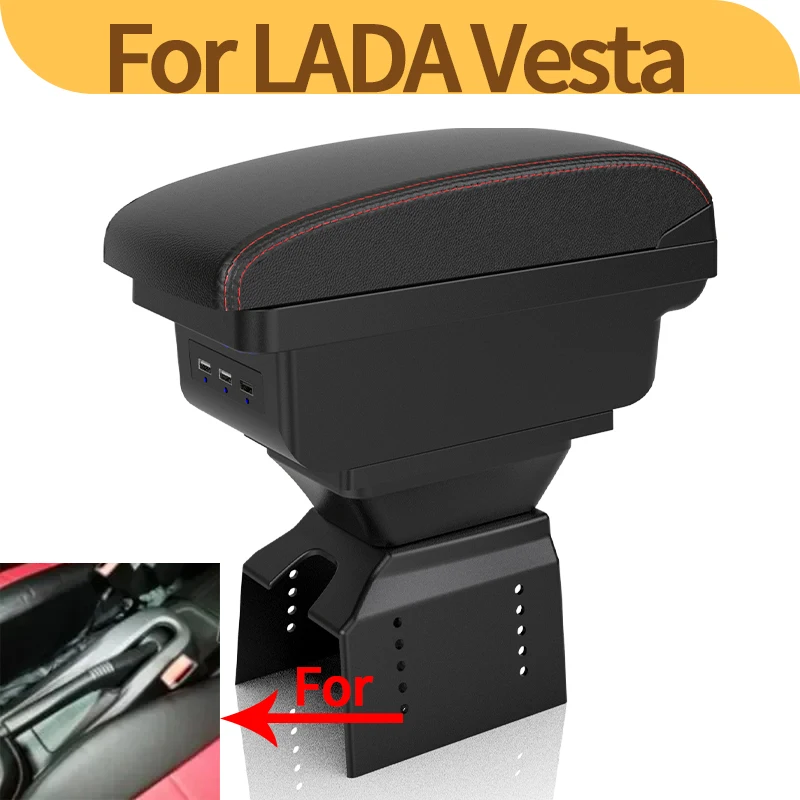 

For Lada Vesta Armrest Box Vesta SW SW CROSS SPORT Car Center Console Storage Box Car Interior Accessories with USB