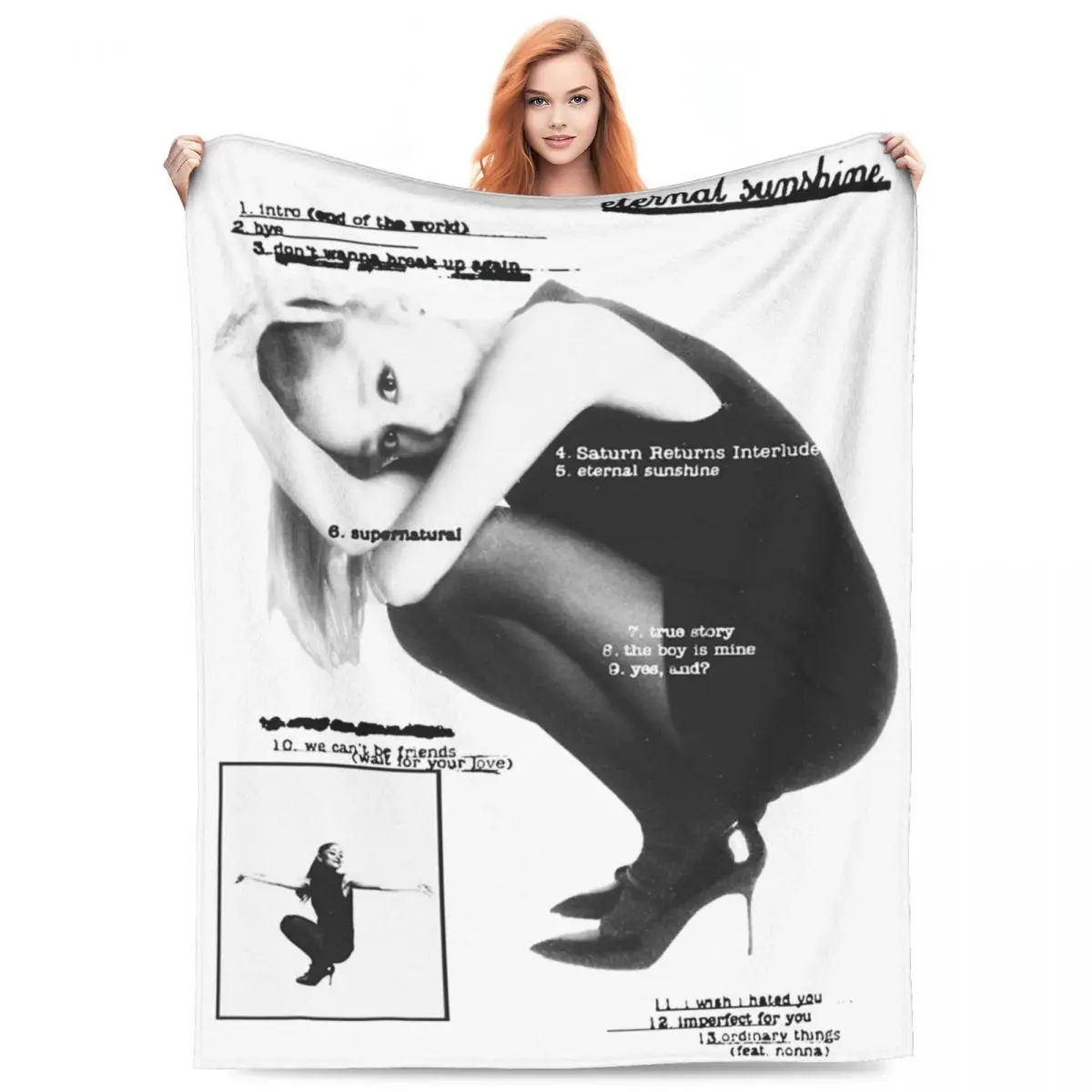 Ariana Grandes Eternal Sunshine Tracklist Album Flannel Blanket 2024 Music Tour Warm Throw Blanket for Bedspread Sofa Bed Cover