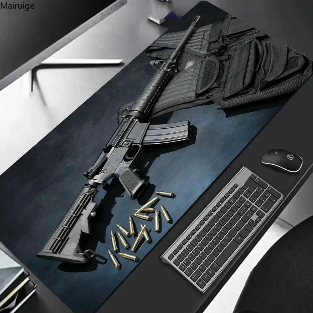 Tactical Gun Pattern Large Size Non-slip Rubber Mousepad Computer Gaming Accessories Keyboard Desktop Decor Mats for Offices