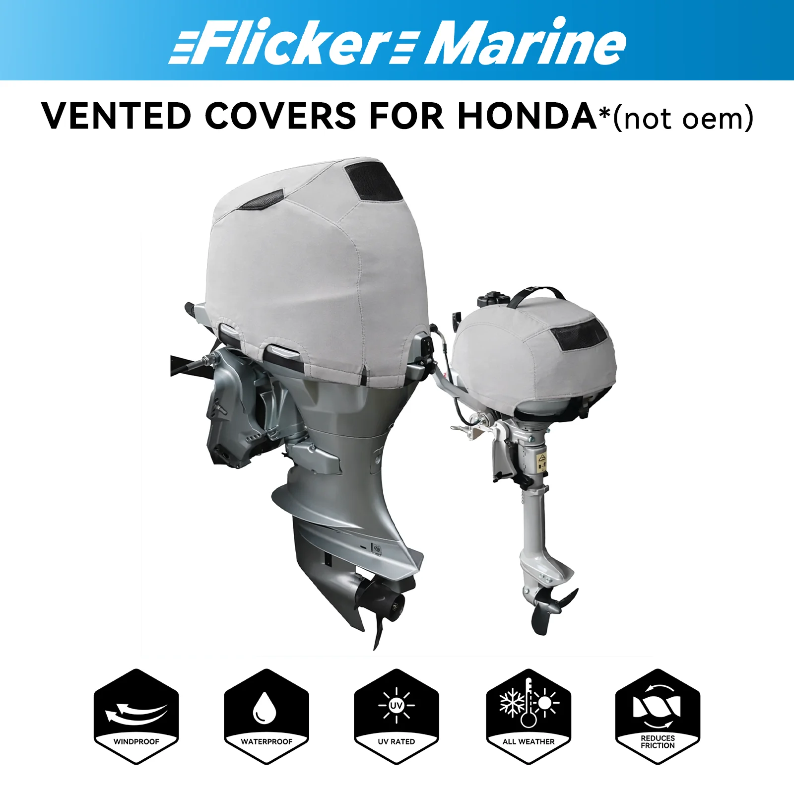 

Flicker Marine Vented Engine Cover Compatible with Honda Outboard Motors | Heavy Duty Waterproof Sunproof Design