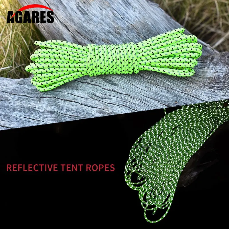 

5M Dia.2.5mm Reflective Paracord Luminous Camping Tent Ropes Outdoor Tool Cores Parachute Cord Lanyard Survival Kit Camp Rope