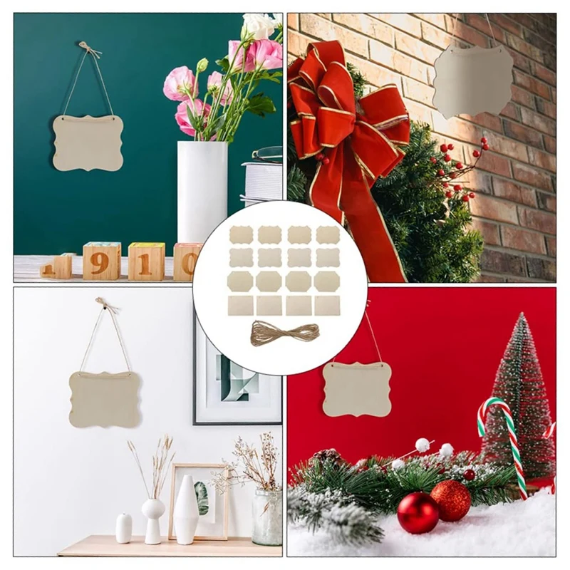 24Pcs Blank Wood Chips Ornament Front Door Sign Blank Signs For Listing Blank Wood Slices Wood