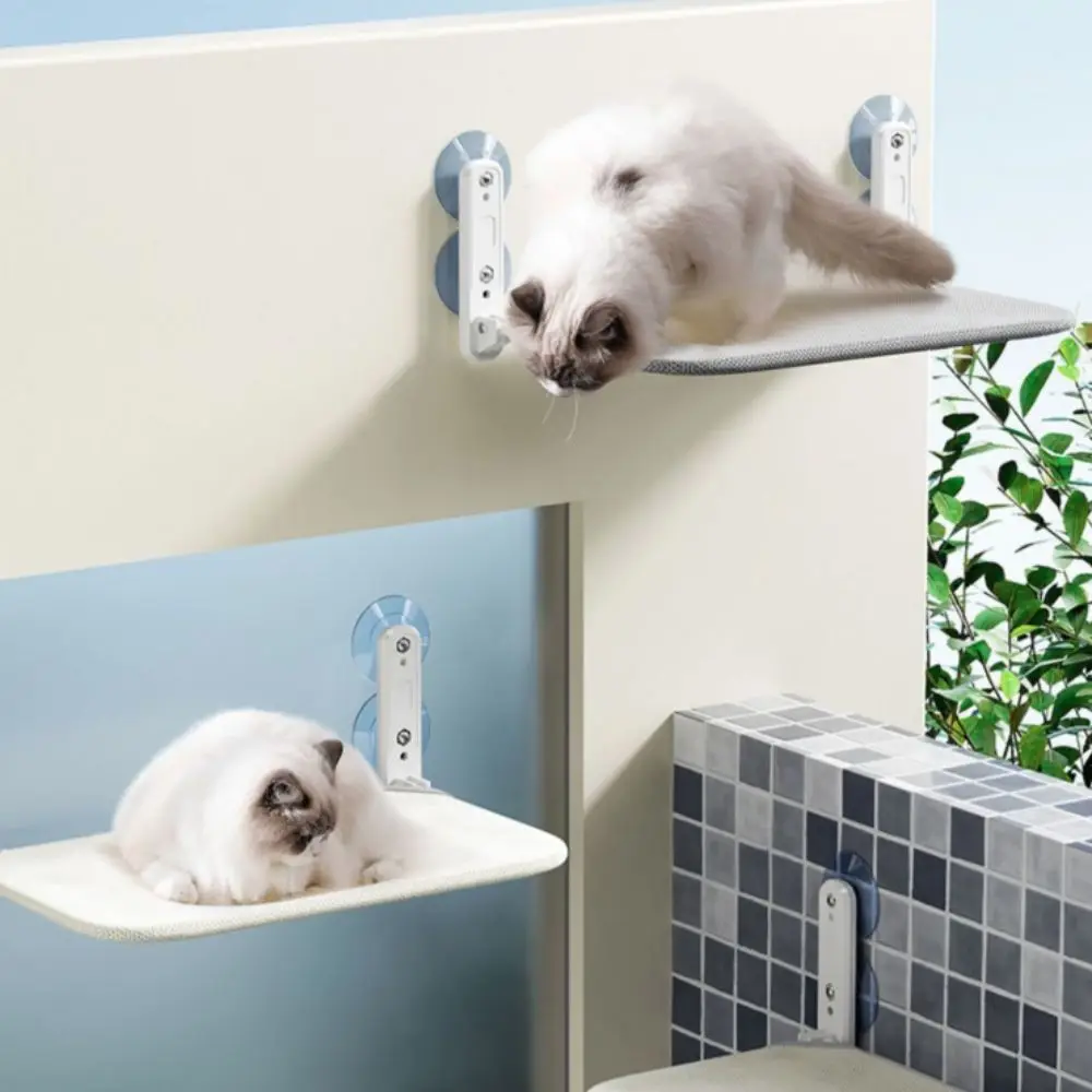 Wall Mounted Suction Cup Cat Hammock Breathable Foldable Sunbathing Hanging Cat Bed Rectangular Removable Suspended Cat Nest