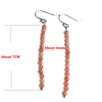 天然石材閃亮珠子切割面耳鉤耳環 4毫米水晶瑪瑙石英圓形耳環,女士時尚飾品魅力禮物 10 最佳銷售 瑪瑙耳環 - №3