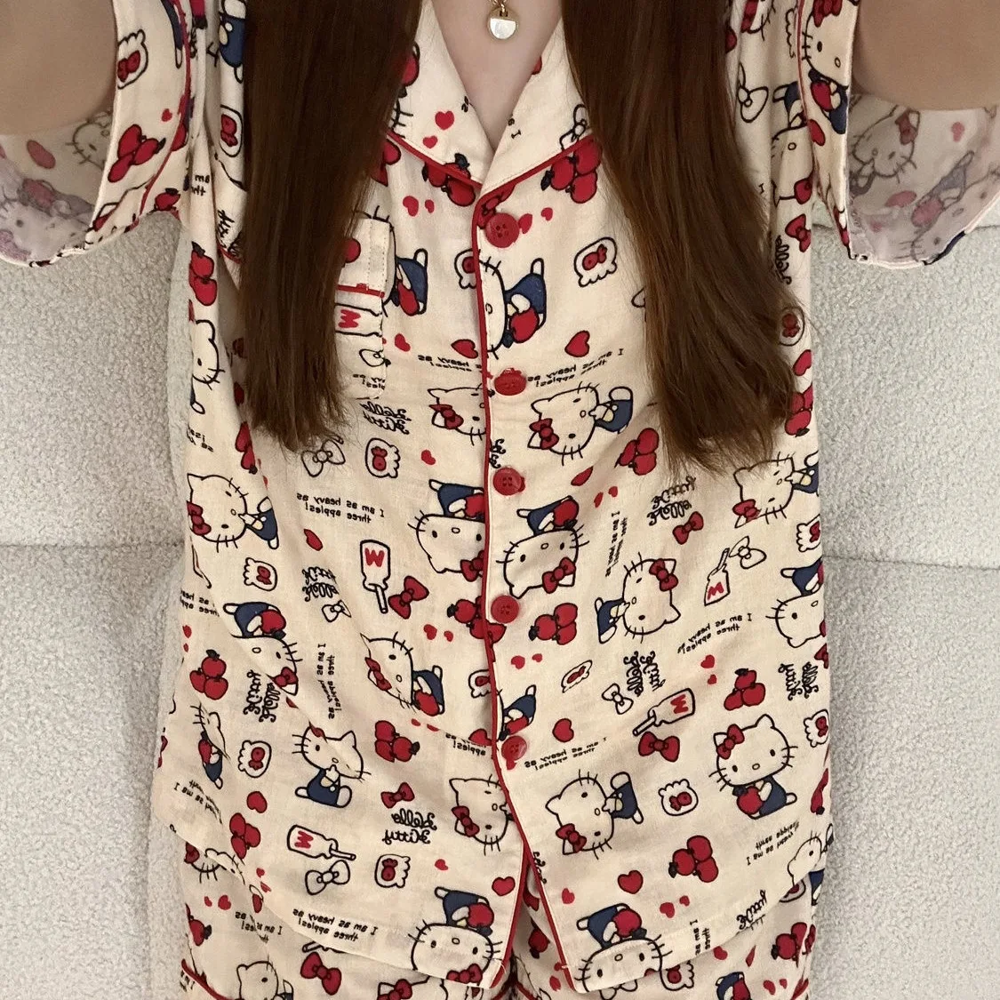 

Hello Kitty pajamas set short sleeve cute cartoon sleepwear for women girls homewear