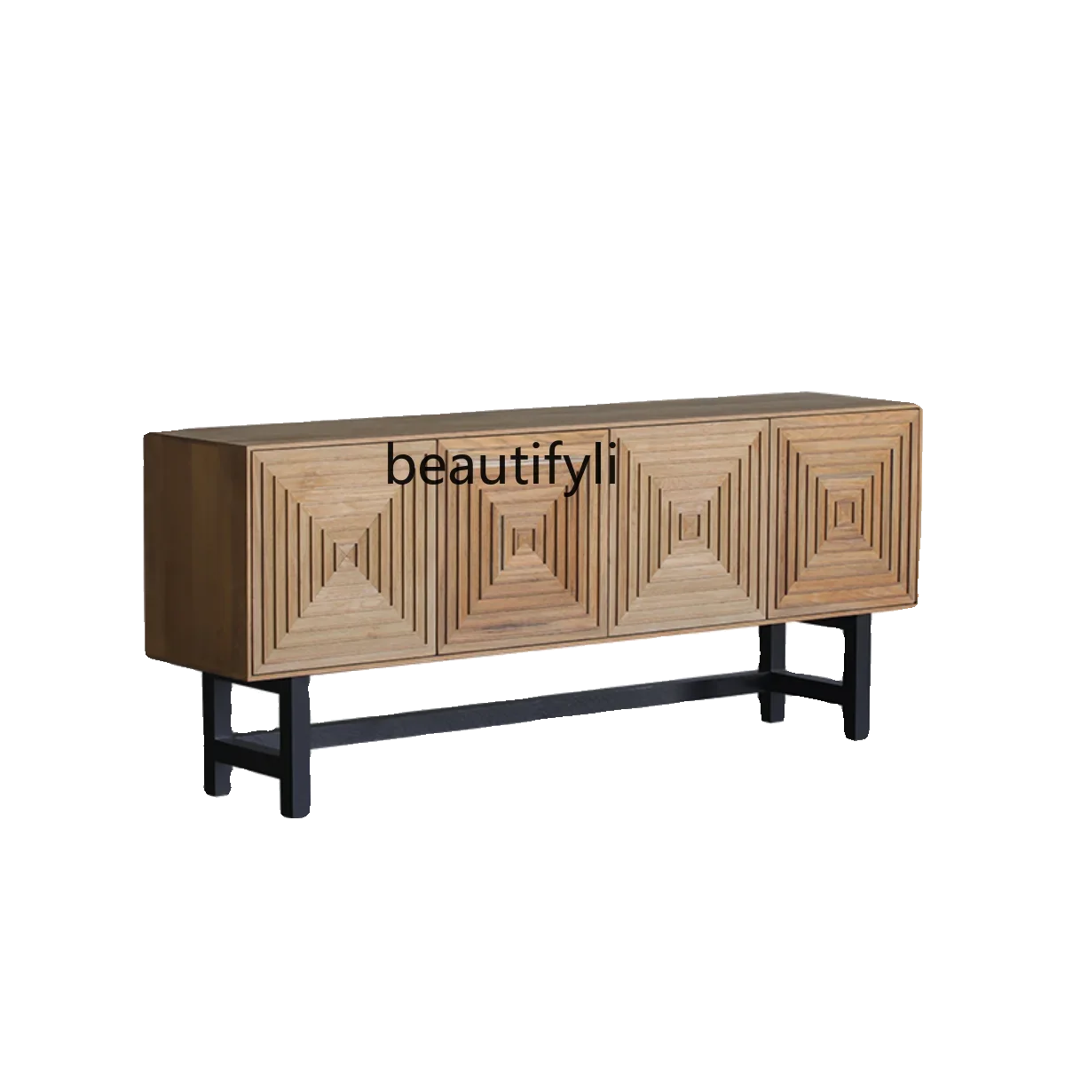 Modern dining side cabinet simple carved solid wood storage cabinet household living room wall tea cabinet
