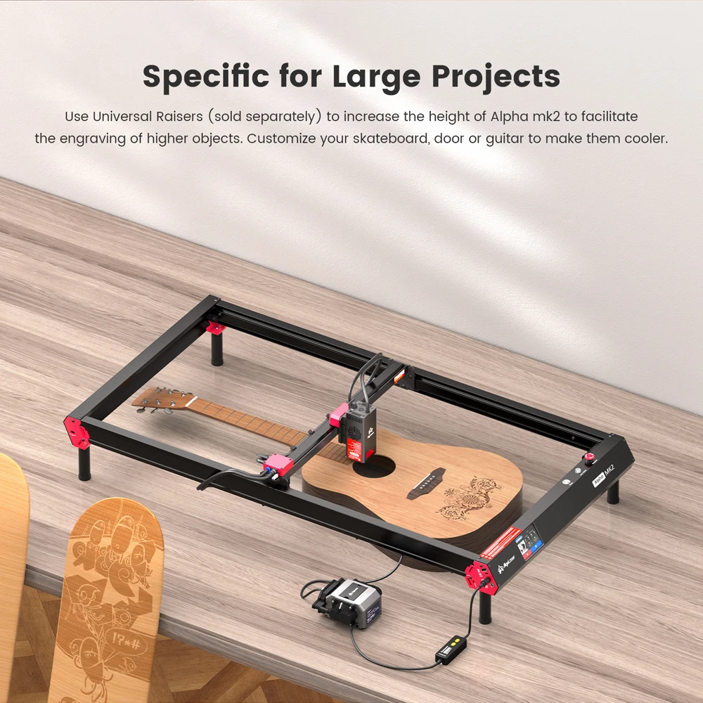 AlgoLaser Alpha MK2 22W 40X85CM เลเซอร์แกะสลักและตัด Cnc เดสก์ท็อป 20W เลเซอร์แกะสลักโรตารี่ Roller Air ปั๊ม