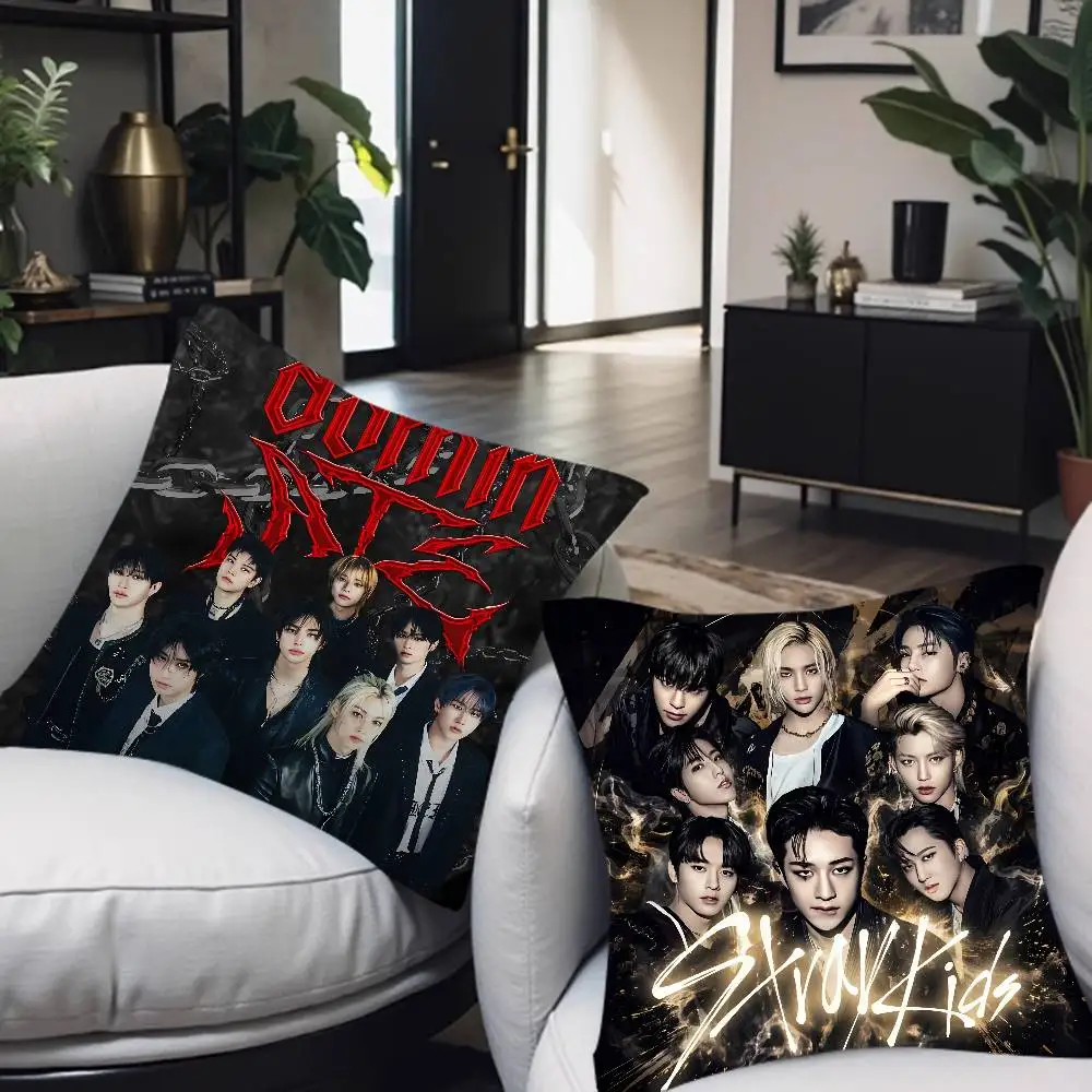 Hot S-Stray KPOP K-Kidss 45*45cm Cushion Cover Cushion Covers Natural Linen Breathable Sofa Bedroom Decor Pillowcase