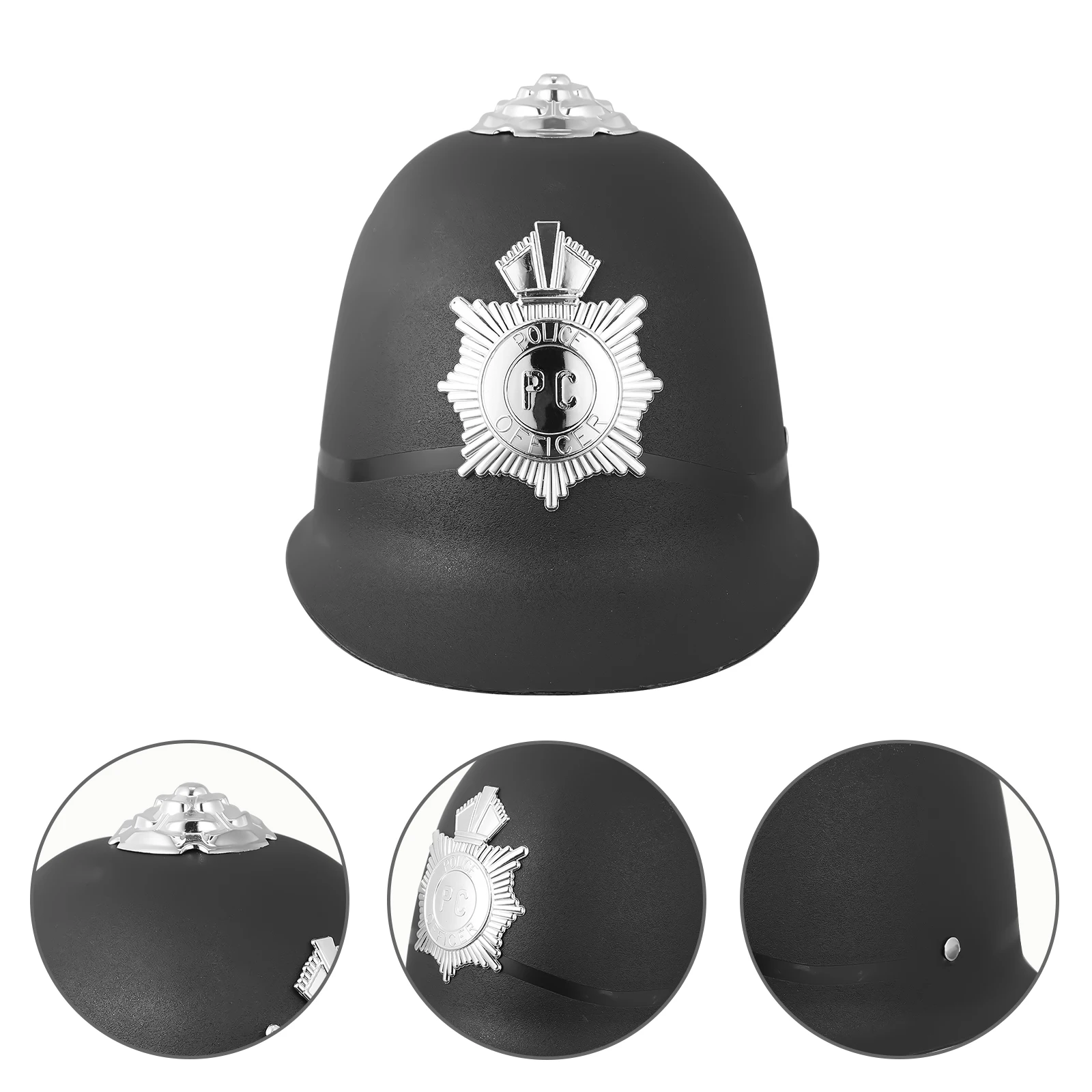 

British Officer Hat for Halloween Cosplay Party Lightweight Comfortable Breathable Unisex Badge Cap Black Plastic