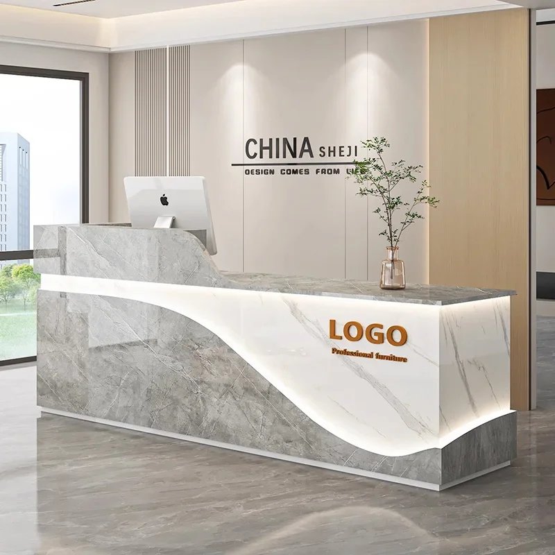 Customization Reception Desk Luxury European Exquisite Storage Reception Desks Classic Versatile Theke Empfang Office Furniture