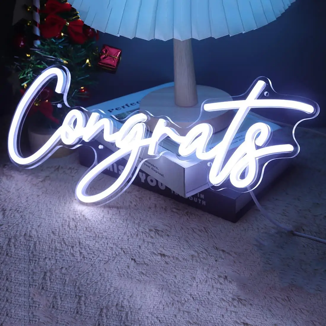 Congrats Neon Sign USB Dimmable LED Light for Graduation Wedding Birthday Party Celebration Backdrop Wall Art Decor Gifts view 5