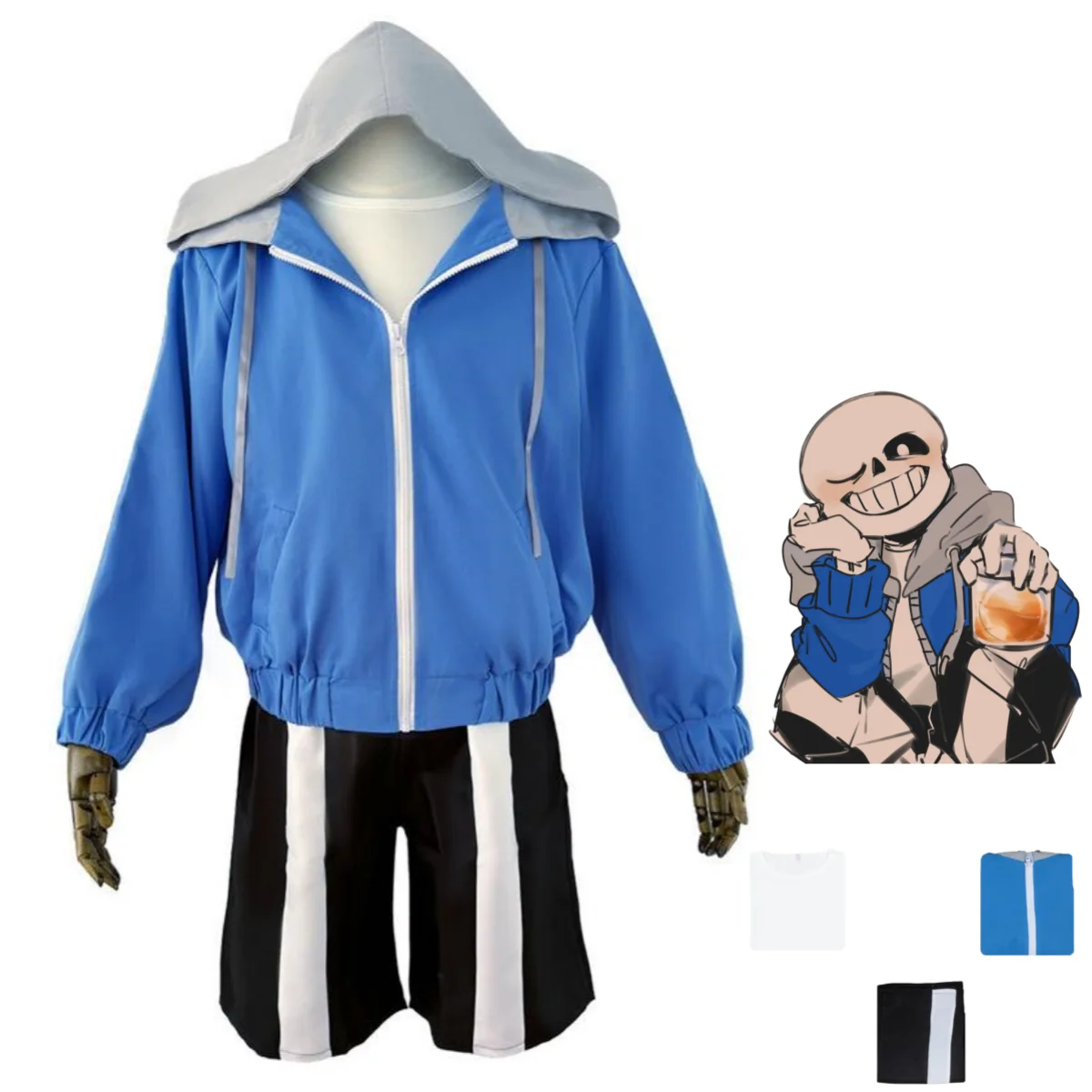 

Игра Undertale Sans Косплей Костюм Братья Скелет Синее пальто с капюшоном Спортивная куртка Полный комплект Взрослый мужчина Костюм на Хэллоуин