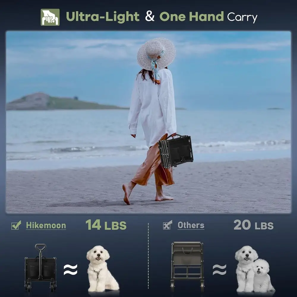 43 عربة أدوات قابلة للطي شديدة التحمل، سعة 360 رطل، عربة قابلة للطي للاستخدام الخارجي للتسوق والبستنة والتخييم - أسود #5