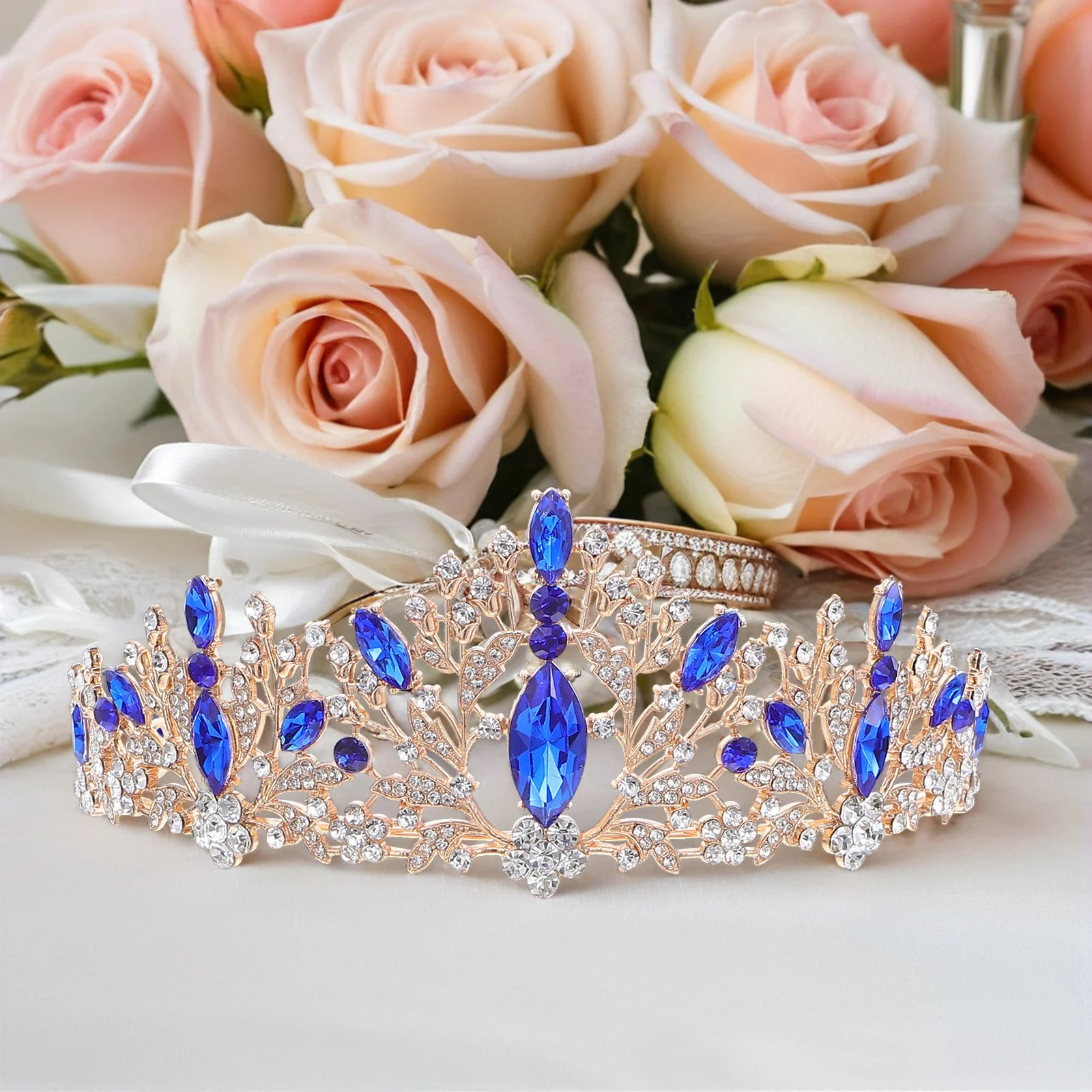 

1Set Bridal Tiara Set Rhinestone Crown Necklace Earrings Sparkly Wedding Party Accessories Exquisite Craftsmanship