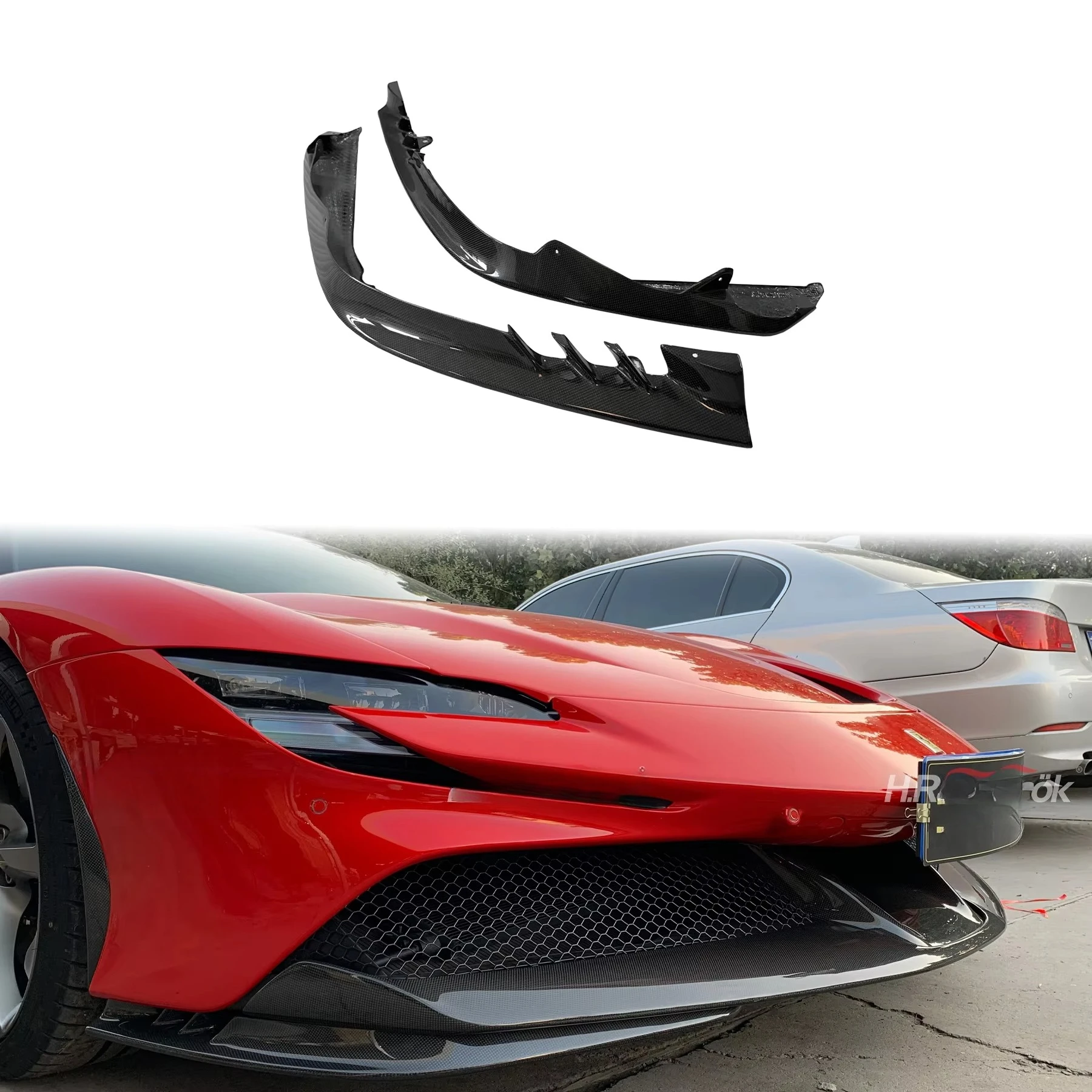 

SF90 OEM Style Auto Parts Dry Carbon Fiber Automotive Accessories Front Bumper Front Lip Front Spoiler forFerrari SF90