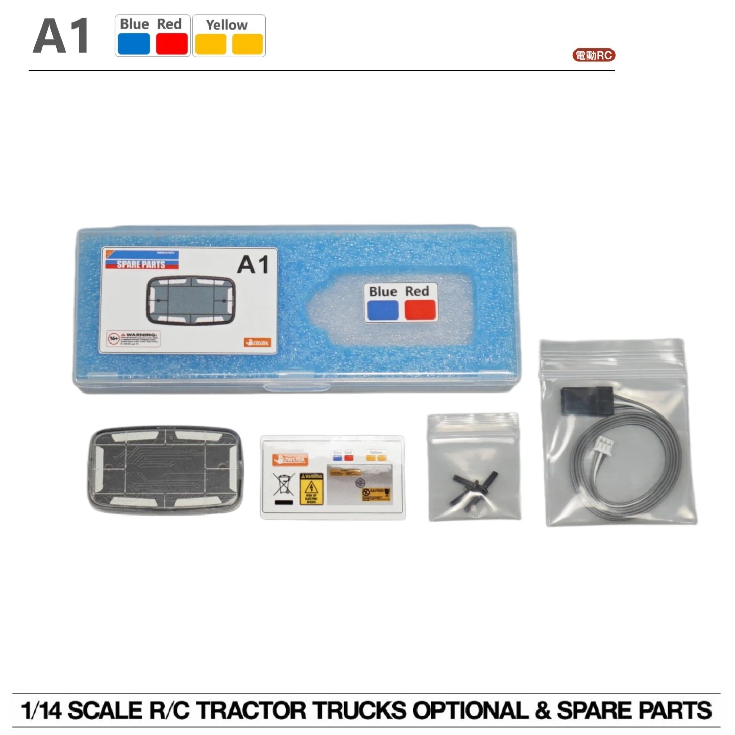 CTD-A1 LED Red Blue Yellow Strobe Warning Light, Engineering Roof Lamp Upgrade Parts for 1/14 RC King Hauler Truck Model