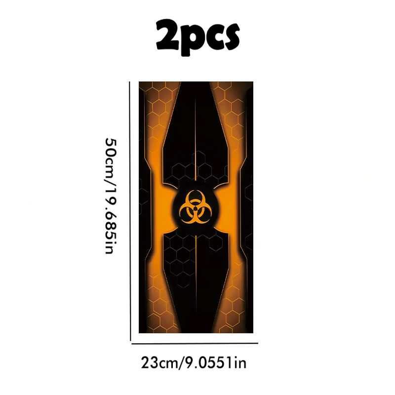 2 pieces of car B-pillar stickers Biohazard Symbol Vinyl protective film