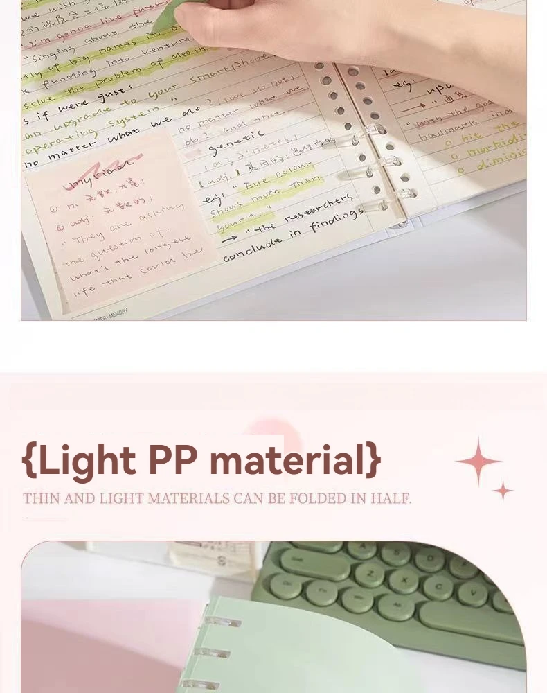 1PC Notizbuch mit drei Löchern und Clip für lose Blätter, abnehmbares, leichtes Notizbuch für Studenten, mehrere Farben erhältlich – Detail 16