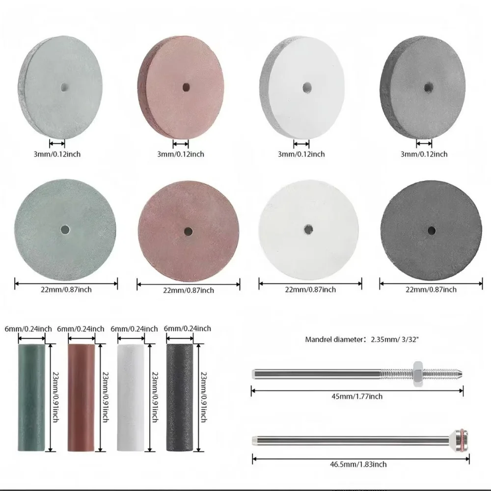 45PCS/Box Polishing Wheels Kit 5 Mandrel Shank 40Pcs Lab Beauty Silicone Rubber Polishing Wheels for Hand Pieces Rotary Tool