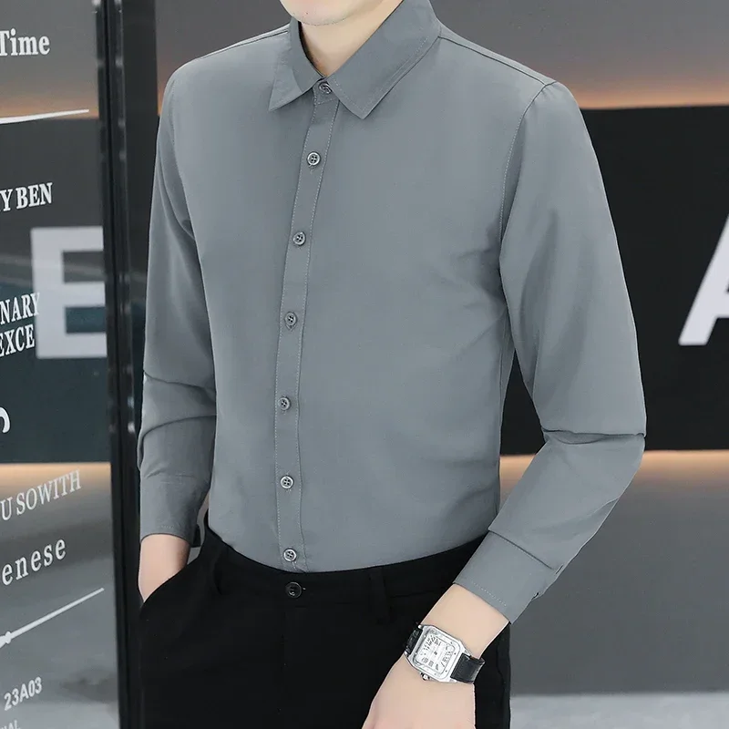 Anti-Wrinkle Men's Shirts Long Sleeve Dress Shirts Male Slim Fit Camisa Social Business Blouse Gray Office Classic Shirt 5XL  Factory Bulk Wholesale Affordable Denim Pants, Casual Loose Washed Long Trousers  Factory Wholesale Affordable Denim Pants