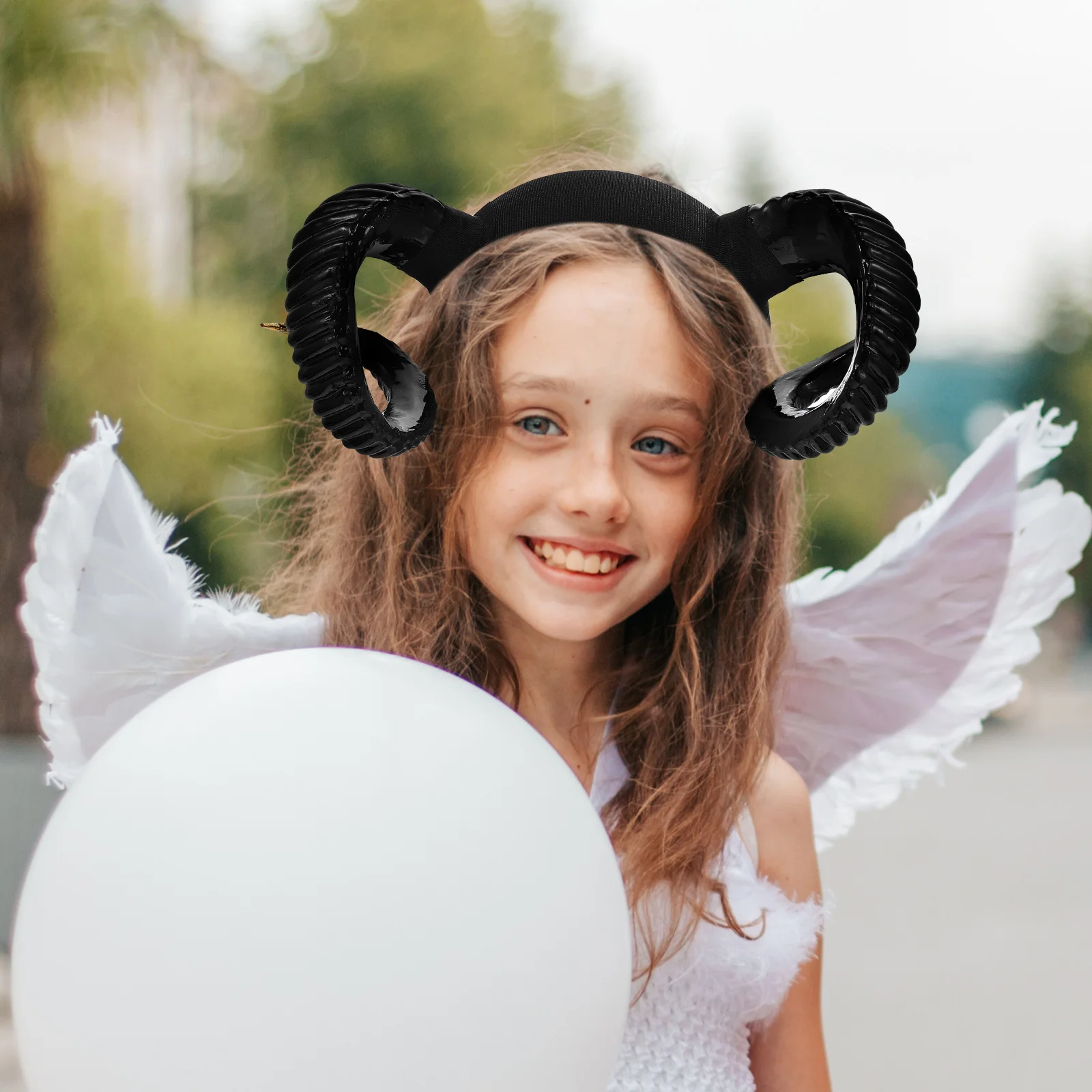 Diadema de diablo para Halloween, diadema de cuerno de oveja simulada, ajuste cómodo para niños y adolescentes, accesorios de Cosplay para fiesta de Halloween