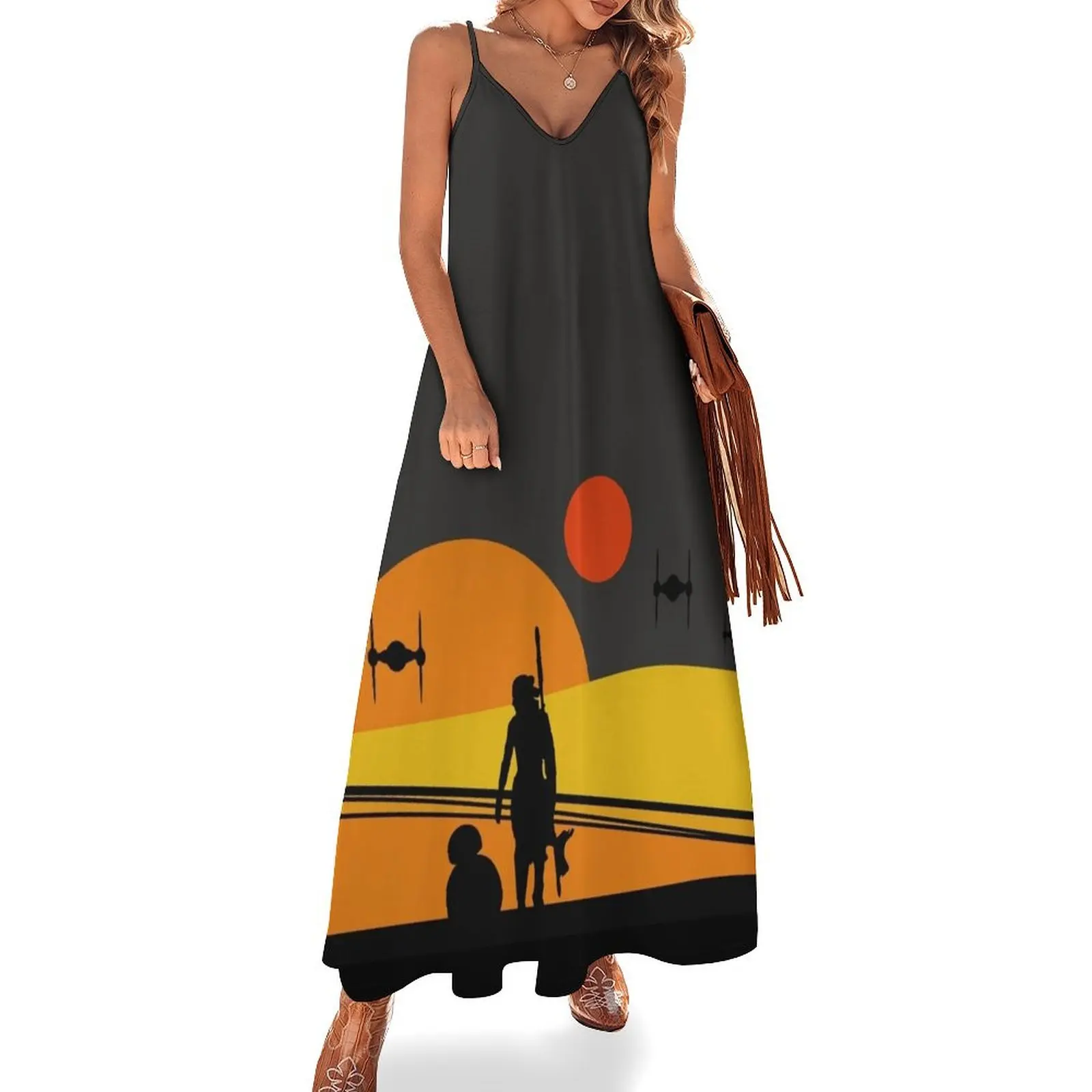 

Tatooine Colorful Sunset Sleeveless Long Dress Women's clothing women's fashion dresses Dress vintage dress for women