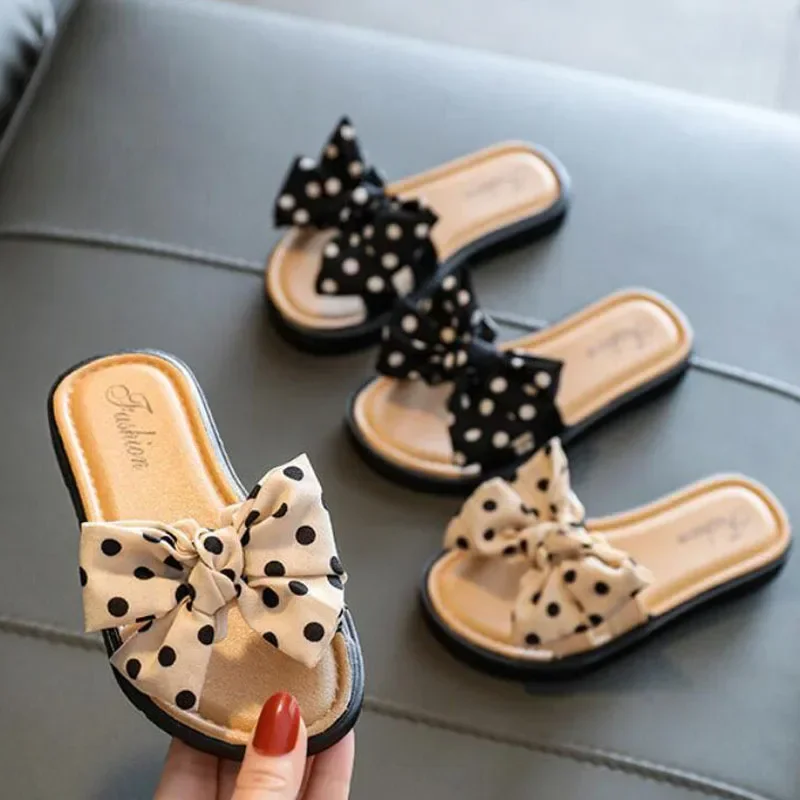 2026 Neue Schleifen-Flach-Sandalen mit offener Zehenpartie, rutschfeste Flip-Flops, Kinder-Hausschuhe, süße Sommer-Strandschuhe für Mädchen – Detail 4