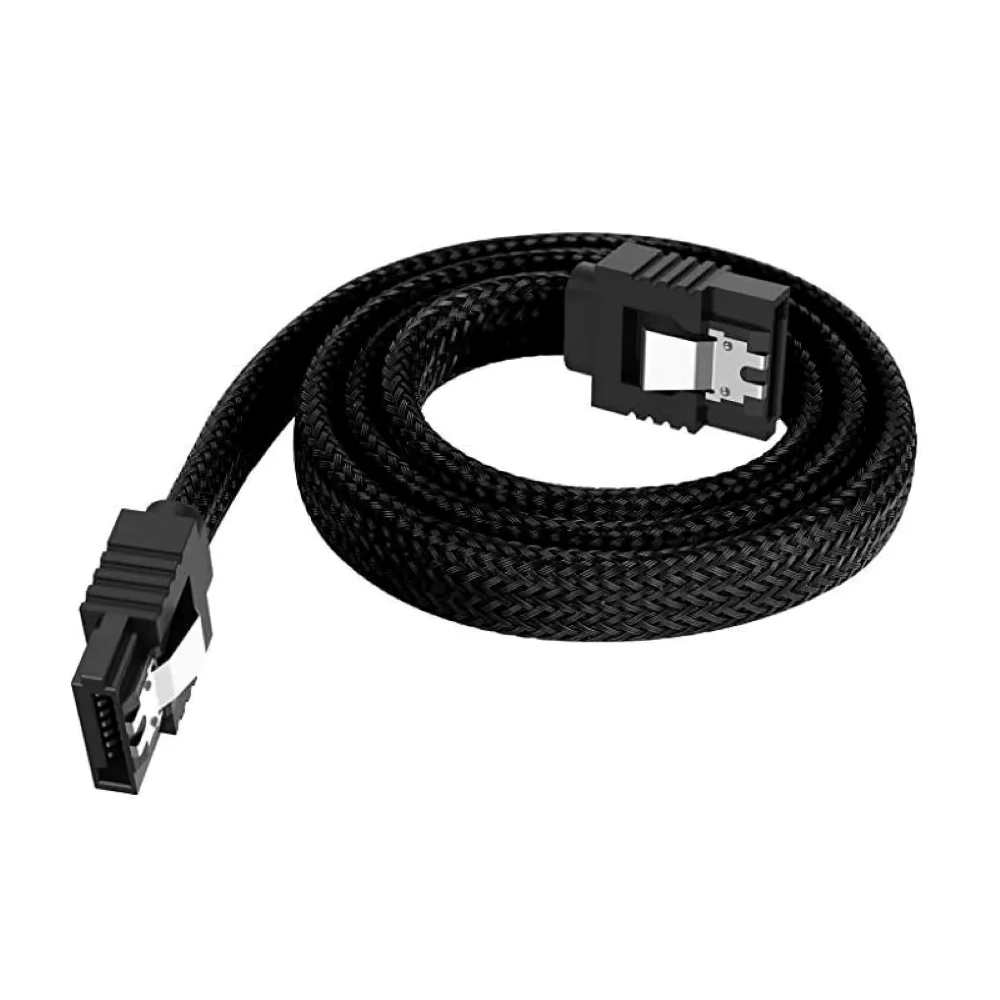 Cable SATA III, cable de datos SDD para disco duro recto de 6 Gbps, SATA 3.0 de nailon trenzado con cierre de seguridad para HDD