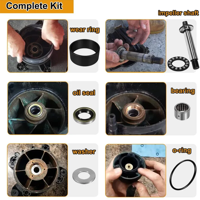 Kit completo de reconstrucción de bomba de chorro con impulsor de anillo de desgaste, sello de eje, herramienta de instalación de extracción de aceite para 1998-2006 SeaDoo 951 XP GTI