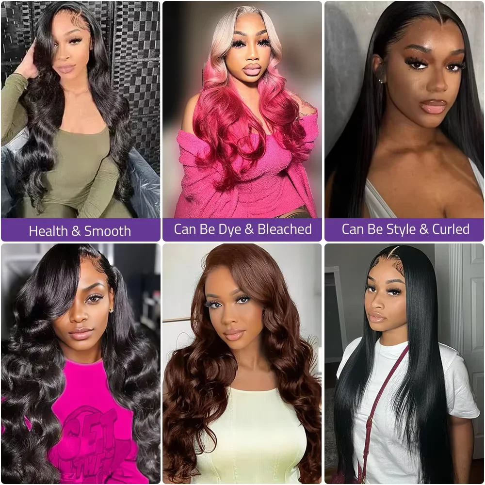 18-46 Inch Body Wave Lace Front Wig Human Hair 200 Density 13x6 HD Transparent Lace Frontal Pre Plucked Natural Black For Women view 4