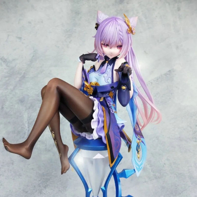 Figura de acción de Anime Genshin Impact Keqing sentado Pose, modelo de colección, estatua, juguete de decoración de escritorio, regalo para niños, nueva marea