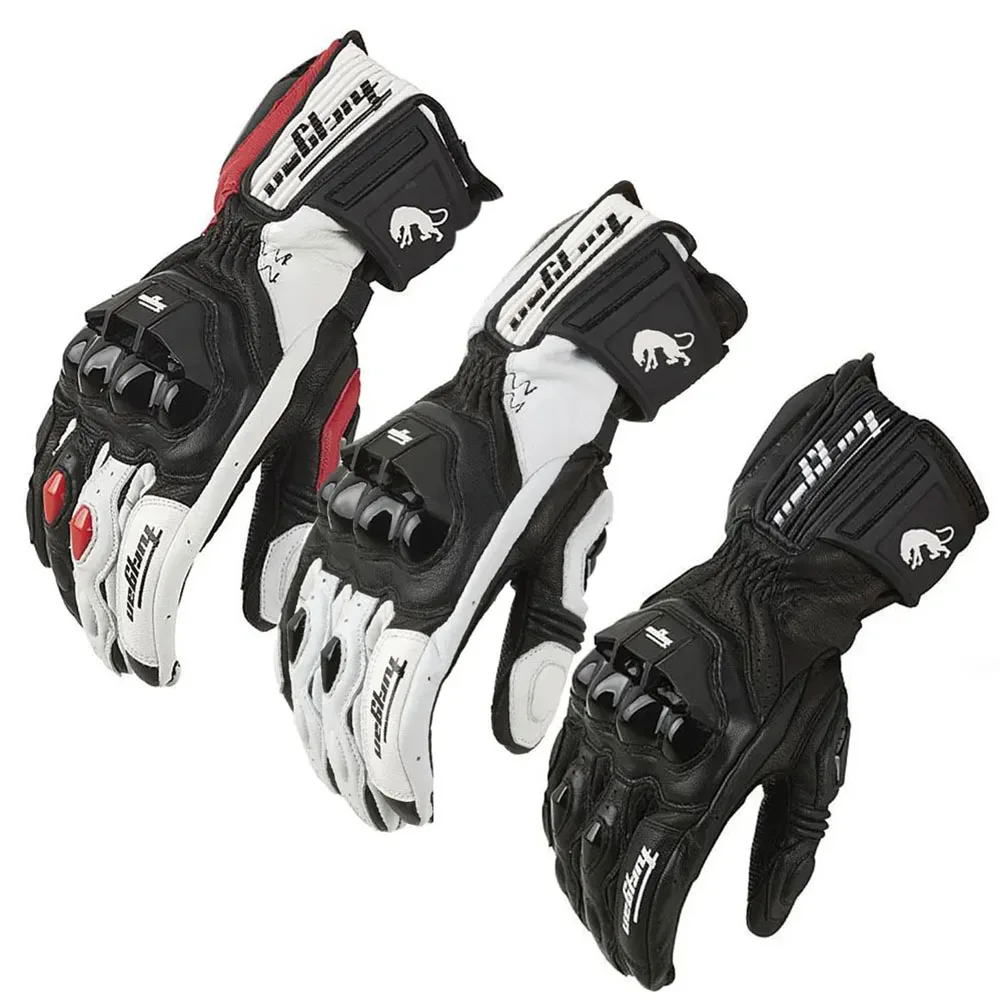 Guantes de cuero de fibra de carbono para motocicleta, guantes para motociclista, para verano e invierno