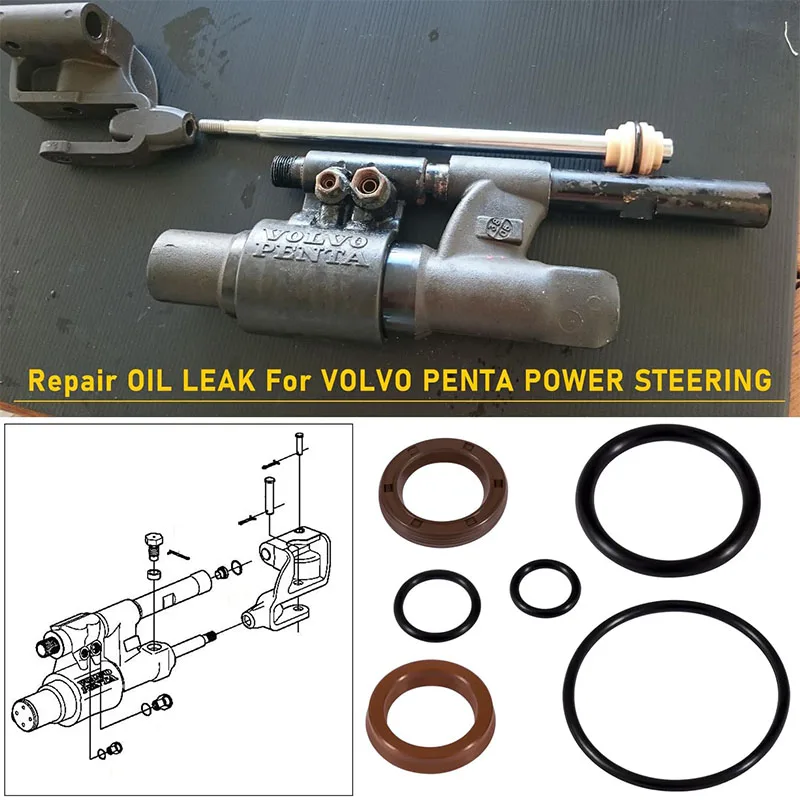 Para el kit de reparación del actuador de dirección asistida Volvo Penta 3812269 3860883 21910902   FSM018, Kit de sello de fuga de aceite para