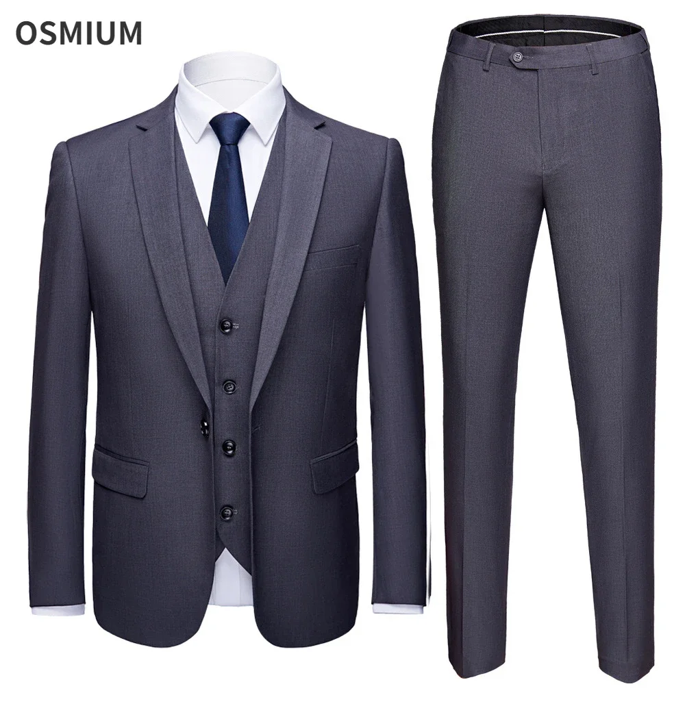 Men Business Office Dress Suits Slim Colorful Three-piece Formal Suits Party Wedding Suit Blazer Vest Pants 3 Piece Set S-6XL